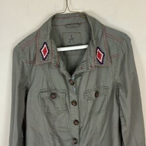 Atmosphere Olive Green Button Down Southwestern Shirt Jacket Size UK 10